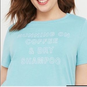 Lane Bryant Running On Coffee & Dry Shampoo Graphic Tee Size 4X 26/28